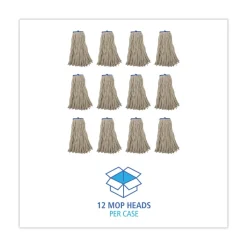 Boardwalk 16 oz. Cut-End Lie-Flat Cotton Wet Mop Head - White (12/Carton)