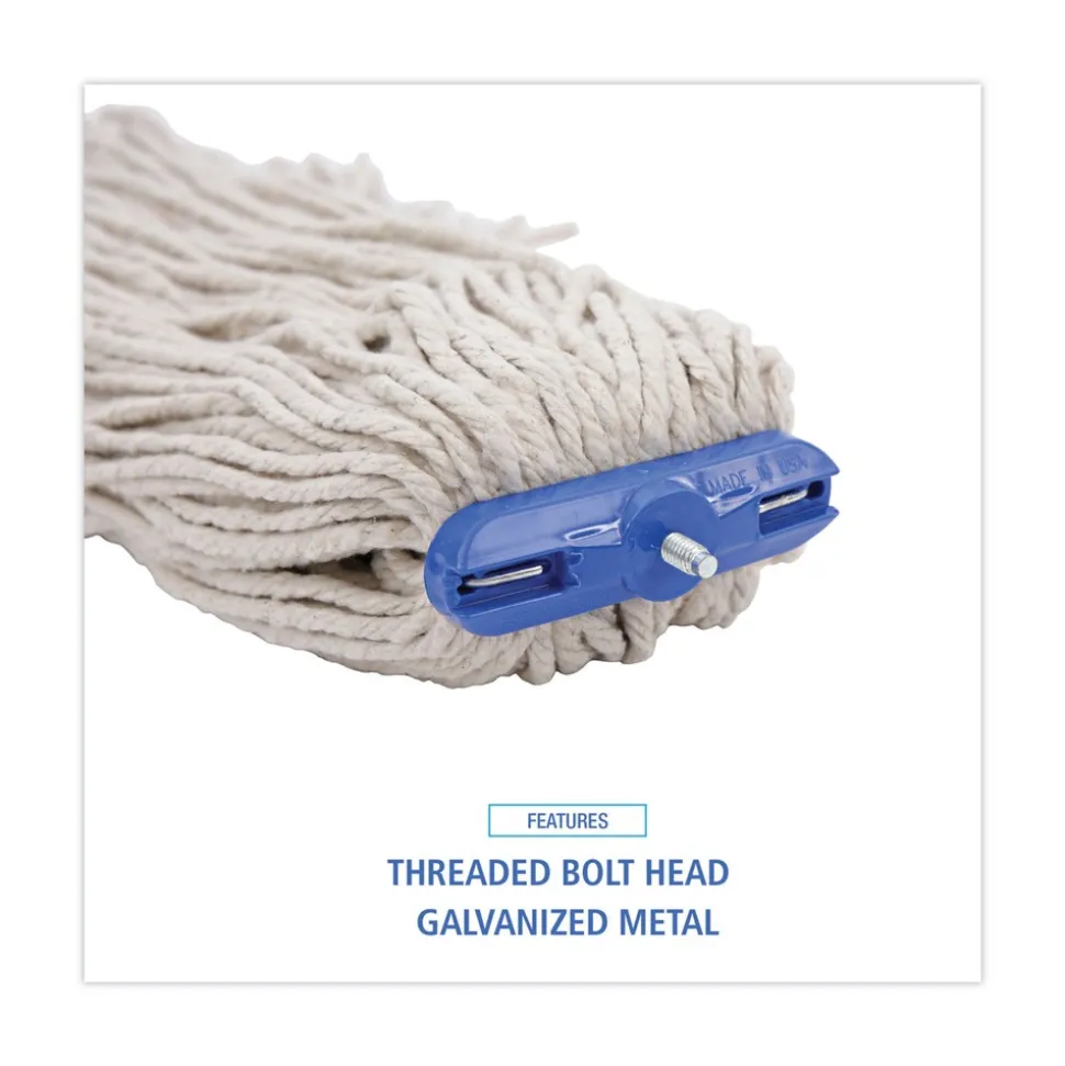 Boardwalk 16 oz. Cut-End Lie-Flat Cotton Wet Mop Head - White (12/Carton)