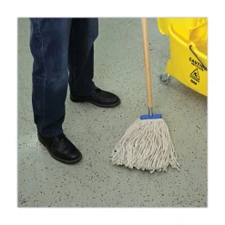 Boardwalk 16 oz. Cut-End Lie-Flat Cotton Wet Mop Head - White (12/Carton)