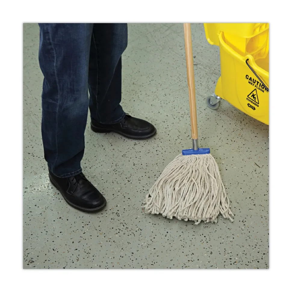 Boardwalk 16 oz. Cut-End Lie-Flat Cotton Wet Mop Head - White (12/Carton)