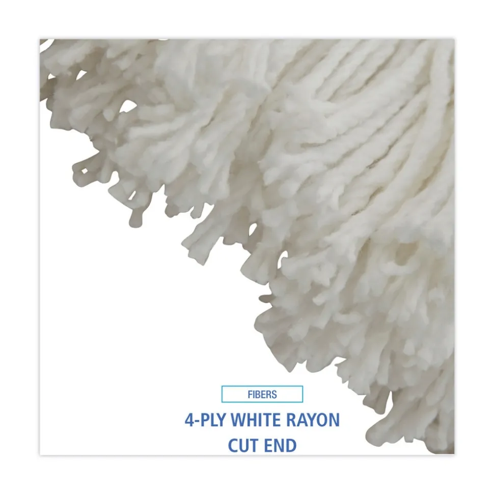 Boardwalk 16 oz. Cut-End Lie-Flat Rayon Wet Mop Head - White (12/Carton)