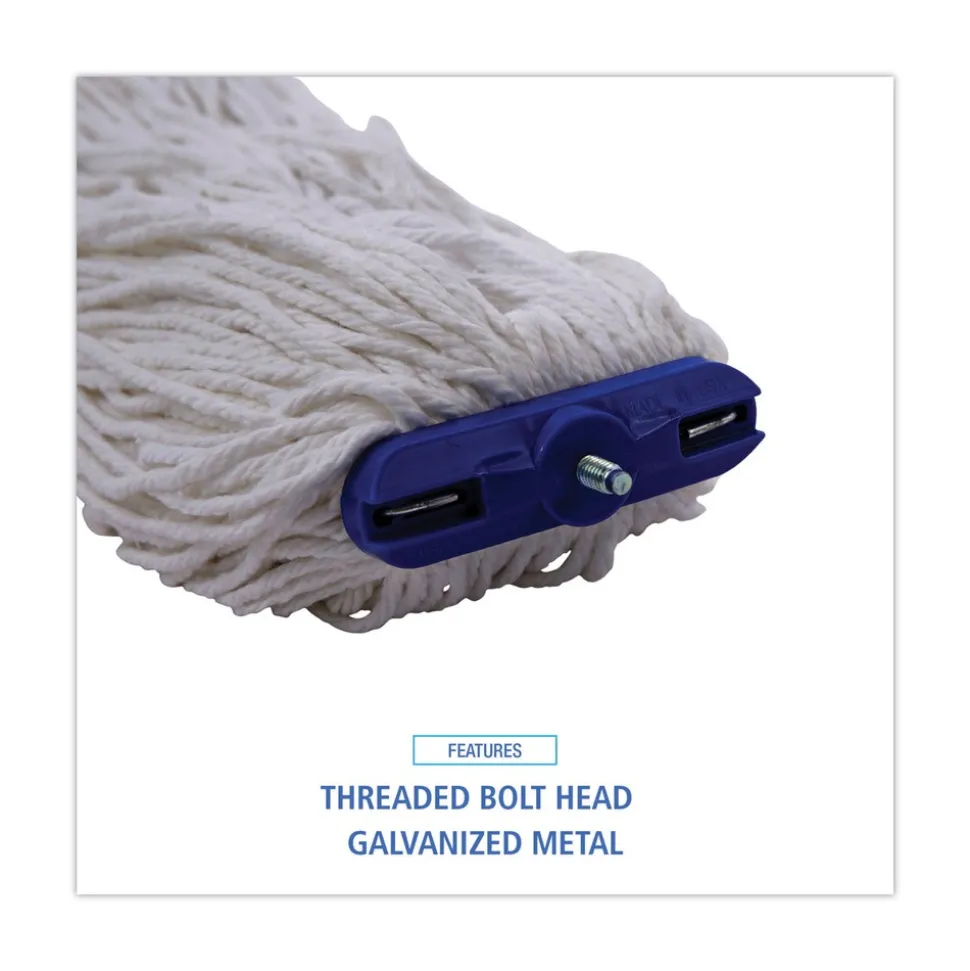 Boardwalk 16 oz. Cut-End Lie-Flat Rayon Wet Mop Head - White (12/Carton)