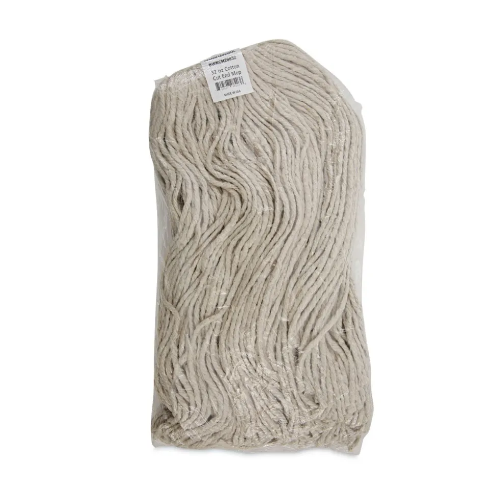 Boardwalk 32 oz. Economical Lie-Flat Cotton Fiber Mop Head - White (12/Carton)