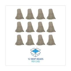 Boardwalk 32 oz. Economical Lie-Flat Cotton Fiber Mop Head - White (12/Carton)