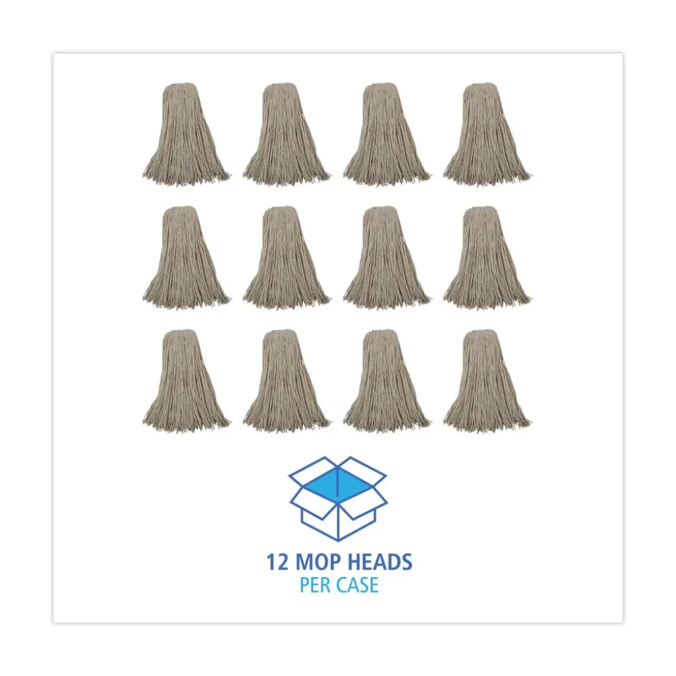 Boardwalk 32 oz. Economical Lie-Flat Cotton Fiber Mop Head - White (12/Carton)