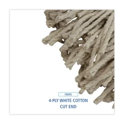 Boardwalk 32 oz. Economical Lie-Flat Cotton Fiber Mop Head - White (12/Carton)