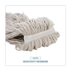 Boardwalk 32 oz. Economical Lie-Flat Cotton Fiber Mop Head - White (12/Carton)