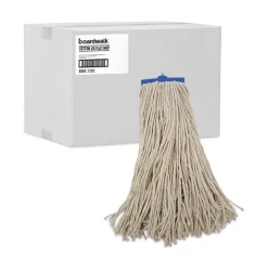 Boardwalk 20 oz. Economical Lie-Flat Cotton Fiber Mop Head - White (12/Carton)