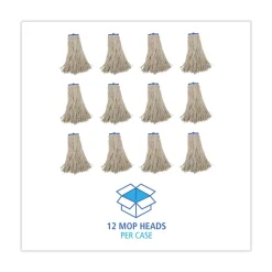 Boardwalk 20 oz. Economical Lie-Flat Cotton Fiber Mop Head - White (12/Carton)