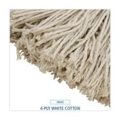 Boardwalk 20 oz. Economical Lie-Flat Cotton Fiber Mop Head - White (12/Carton)