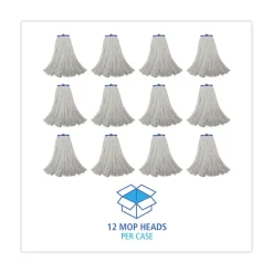 Boardwalk 20 oz. Economical Lie-Flat Rayon Fiber Mop Head - White (12/Carton)