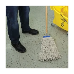 Boardwalk 24 oz. Lie-Flat Head Cotton Fiber Mop Heads - White (12/Carton)