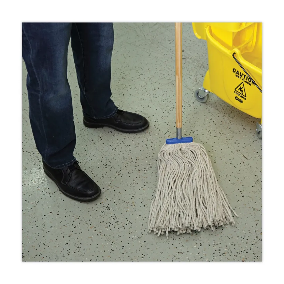 Boardwalk 24 oz. Lie-Flat Head Cotton Fiber Mop Heads - White (12/Carton)