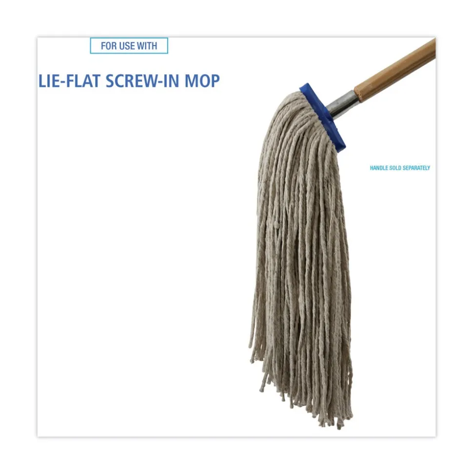 Boardwalk 24 oz. Lie-Flat Head Cotton Fiber Mop Heads - White (12/Carton)