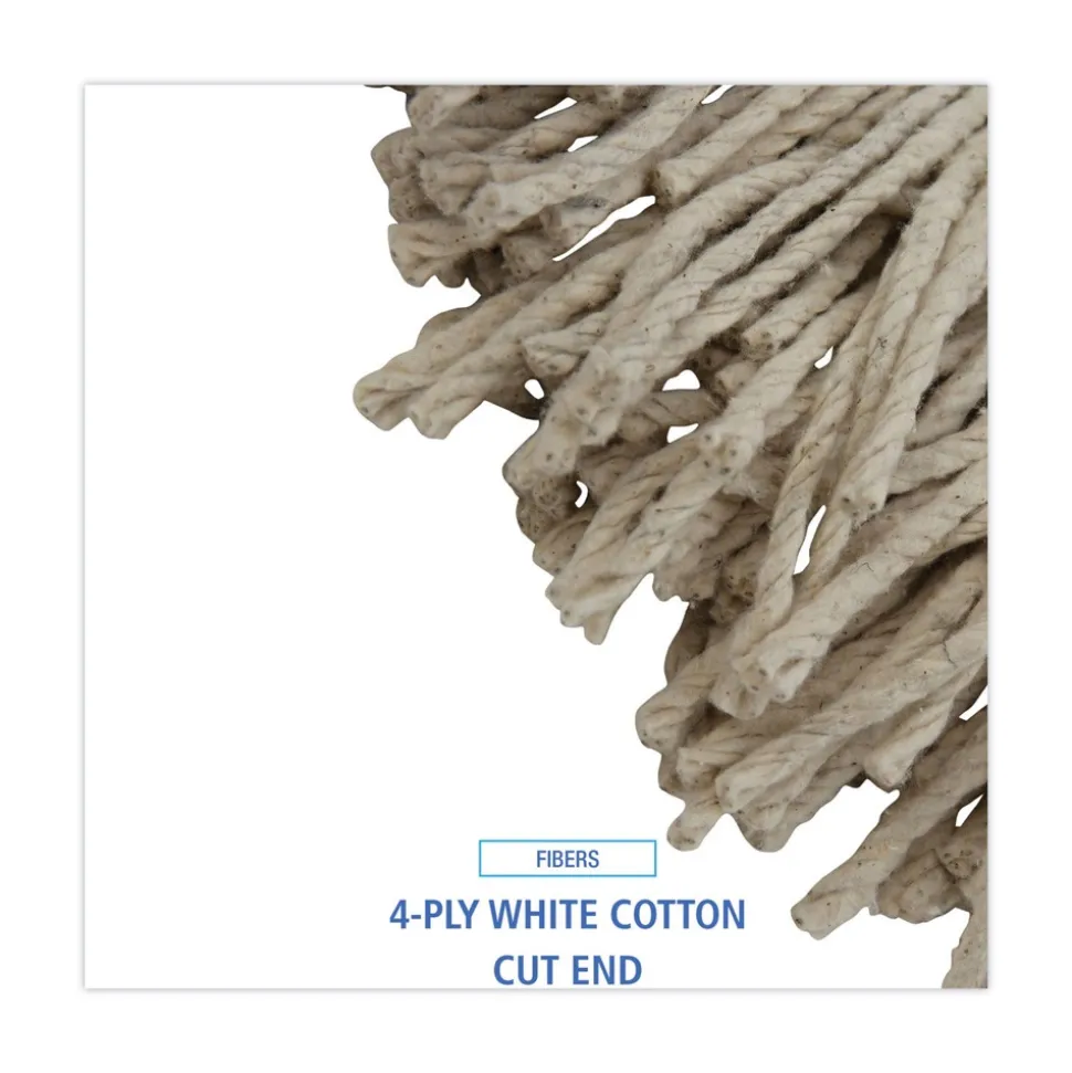 Boardwalk 24 oz. Lie-Flat Head Cotton Fiber Mop Heads - White (12/Carton)