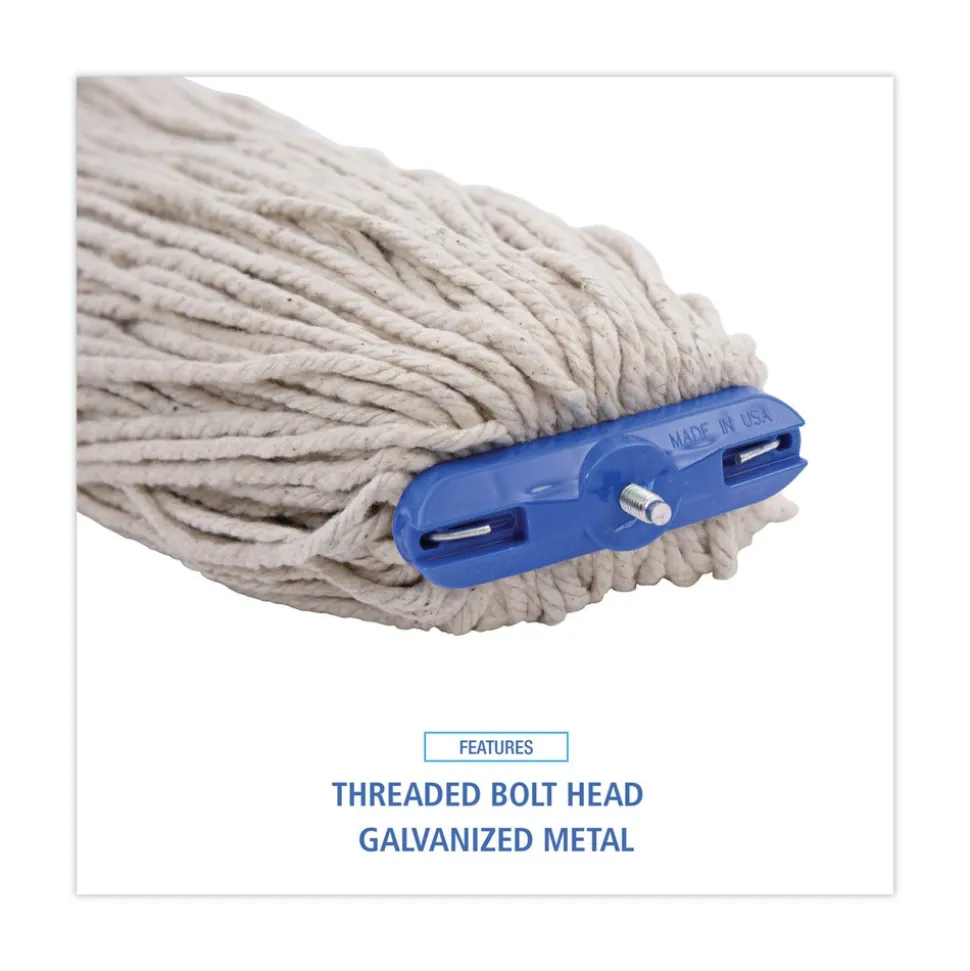 Boardwalk 24 oz. Lie-Flat Head Cotton Fiber Mop Heads - White (12/Carton)