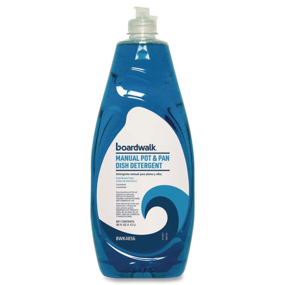 Boardwalk 38 oz Manual Pot and Pan Dish Detergent - Fresh Breeze Scent (8/Carton)