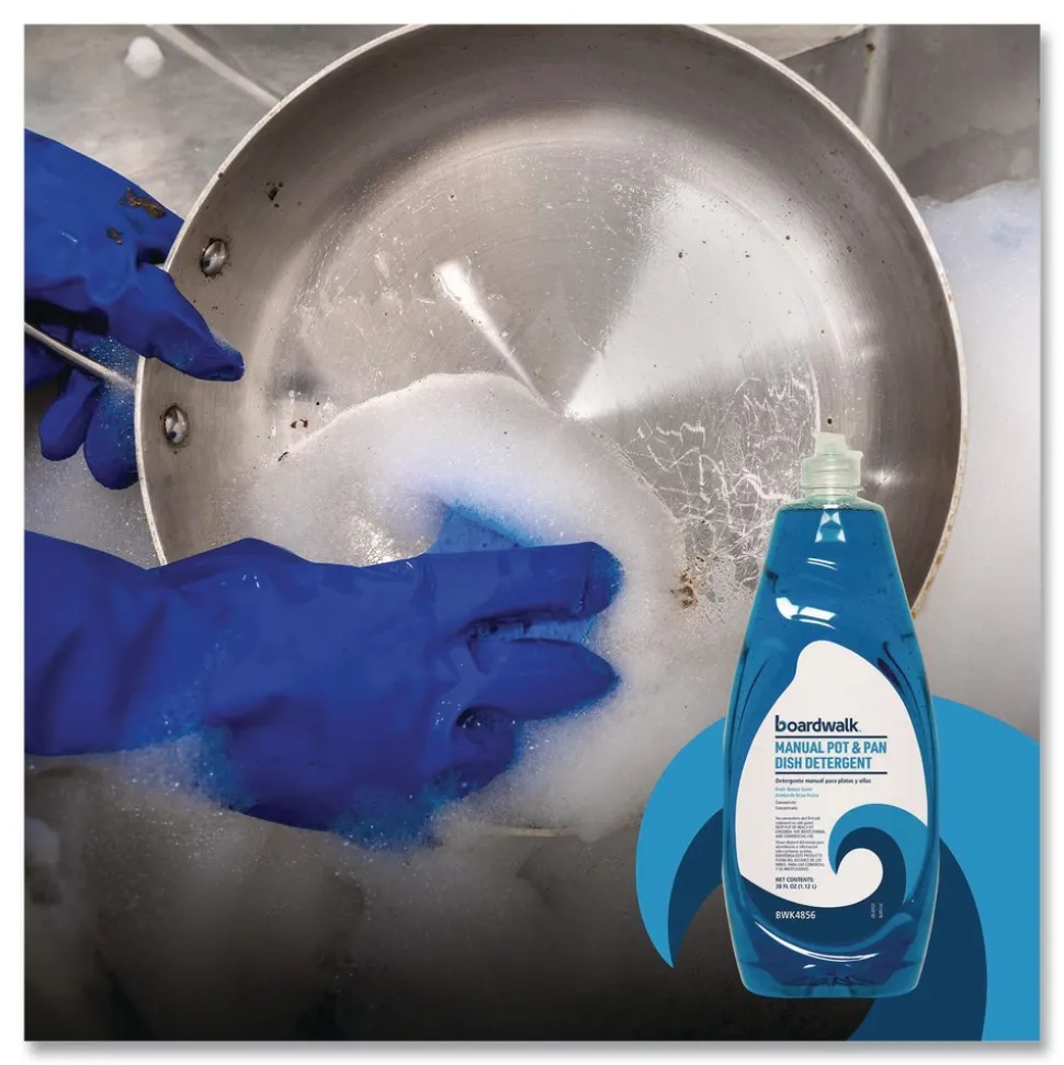 Boardwalk 38 oz Manual Pot and Pan Dish Detergent - Fresh Breeze Scent (8/Carton)