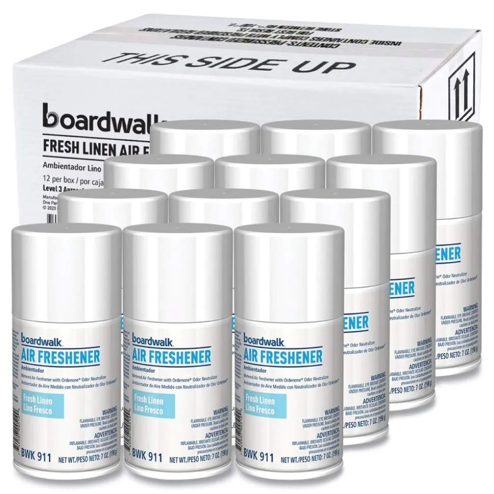 Boardwalk 7 oz Metered Air Freshener Refill - Fresh Linen Scent (12/Carton)