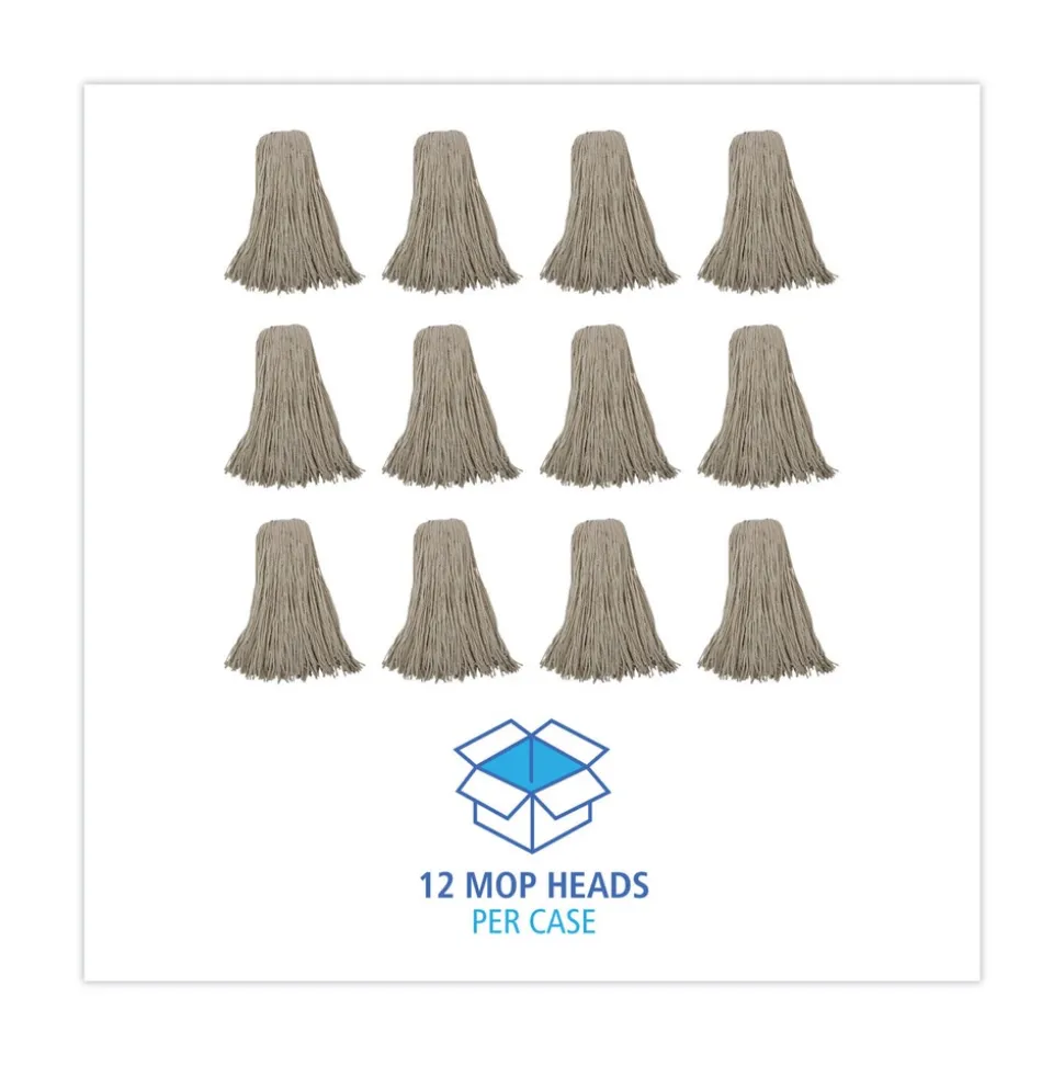 Boardwalk 32 oz. 4-Ply Cut-End Cotton Mop Head - White (12/Carton)