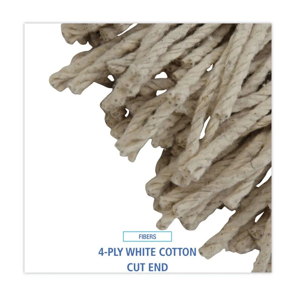 Boardwalk 32 oz. 4-Ply Cut-End Cotton Mop Head - White (12/Carton)