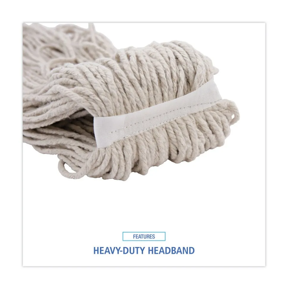 Boardwalk 32 oz. 4-Ply Cut-End Cotton Mop Head - White (12/Carton)