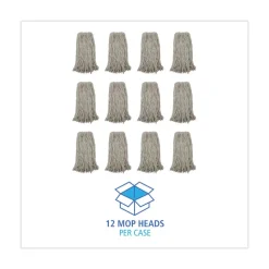 Boardwalk 20 oz. Premium Cut-End Cotton Wet Mop Heads - White (12/Carton)