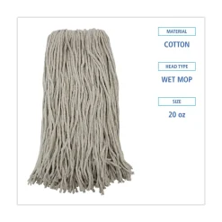 Boardwalk 20 oz. Premium Cut-End Cotton Wet Mop Heads - White (12/Carton)