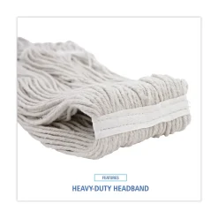 Boardwalk 20 oz. Premium Cut-End Cotton Wet Mop Heads - White (12/Carton)