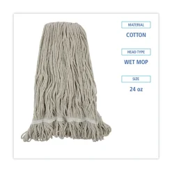 Boardwalk 24 oz. Pro Loop Web/Tailband Cotton Wet Mop Head - White (12/Carton)