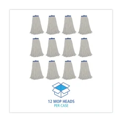 Boardwalk 16 oz. Rayon Cut-End Lie-Flat Mop Head - White (12/Carton)