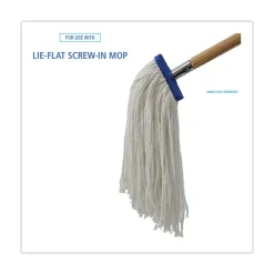 Boardwalk 16 oz. Rayon Cut-End Lie-Flat Mop Head - White (12/Carton)