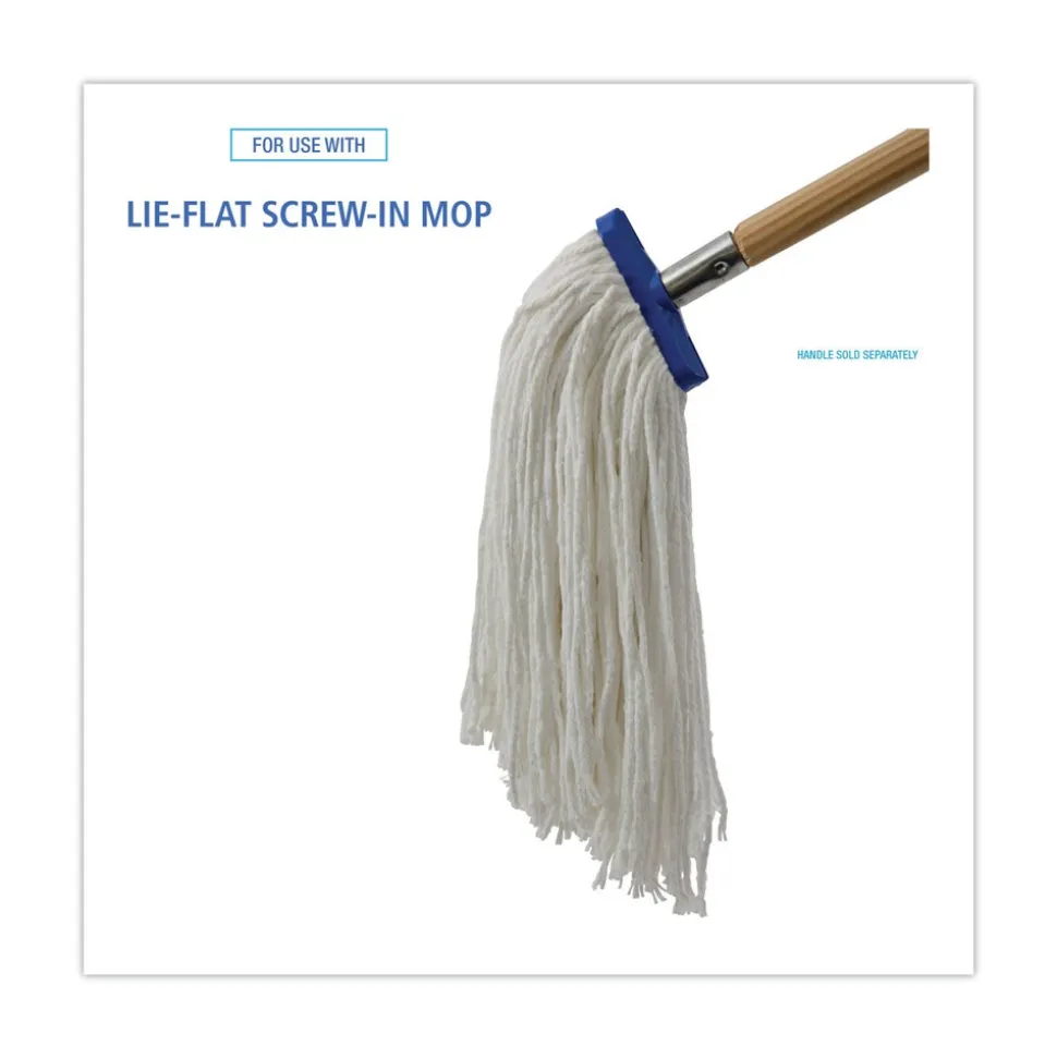 Boardwalk 16 oz. Rayon Cut-End Lie-Flat Mop Head - White (12/Carton)