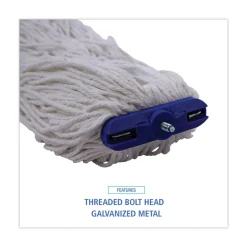 Boardwalk 16 oz. Rayon Cut-End Lie-Flat Mop Head - White (12/Carton)