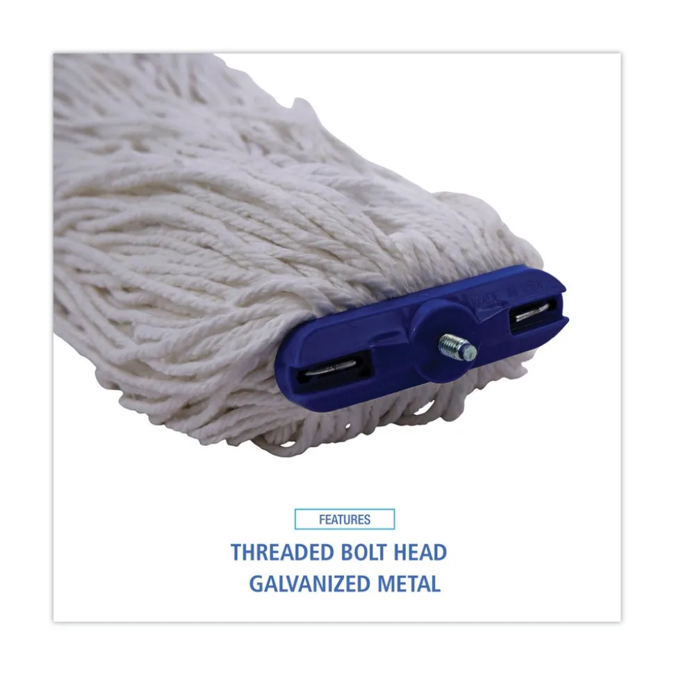 Boardwalk 16 oz. Rayon Cut-End Lie-Flat Mop Head - White (12/Carton)