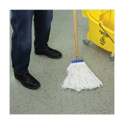 Boardwalk 16 oz. Rayon Cut-End Lie-Flat Mop Head - White (12/Carton)