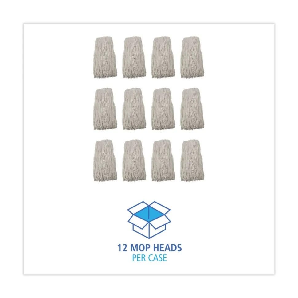 Boardwalk 24 oz. Rayon Premium Cut-End Wet Mop Heads - White (12/Carton)