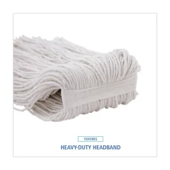 Boardwalk 24 oz. Rayon Premium Cut-End Wet Mop Heads - White (12/Carton)