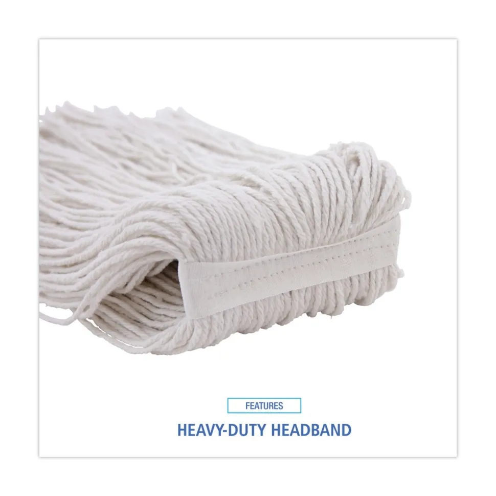 Boardwalk 24 oz. Rayon Premium Cut-End Wet Mop Heads - White (12/Carton)