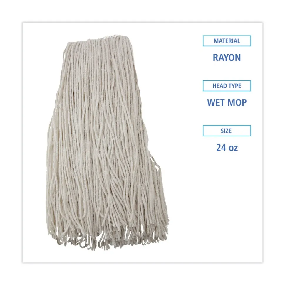 Boardwalk 24 oz. Rayon Premium Cut-End Wet Mop Heads - White (12/Carton)