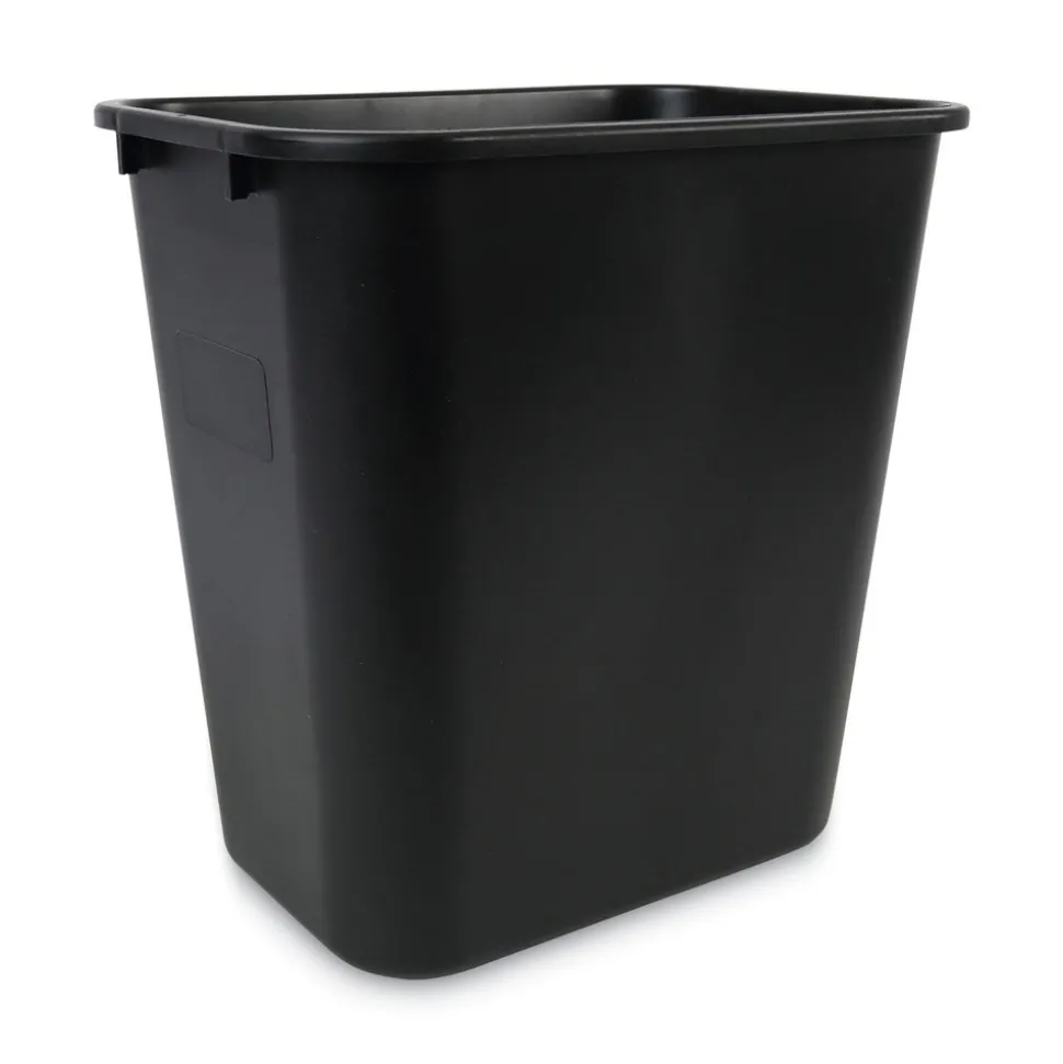 Boardwalk 28 qt. Plastic Soft-Sided Wastebasket - Black