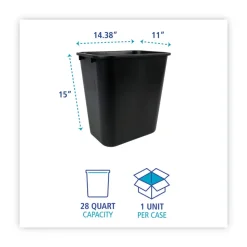 Boardwalk 28 qt. Plastic Soft-Sided Wastebasket - Black