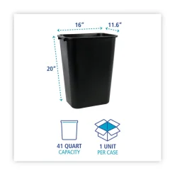 Boardwalk 41 qt. Soft-Sided Plastic Wastebasket - Black