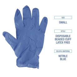 Boardwalk 380 Series 4 mil Thick 9.5 in. Long Powder-Free Disposable General-Purpose Nitrile Gloves - Small, Blue (100/Box, 10 Boxes/Carton)
