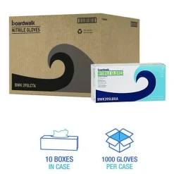 Boardwalk 395 Series 5 mil Thick 9.5 in. Long Powder-Free Disposable General-Purpose Nitrile Gloves - Large, Blue (1000/Carton)