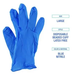 Boardwalk 395 Series 5 mil Thick 9.5 in. Long Powder-Free Disposable General-Purpose Nitrile Gloves - Large, Blue (1000/Carton)