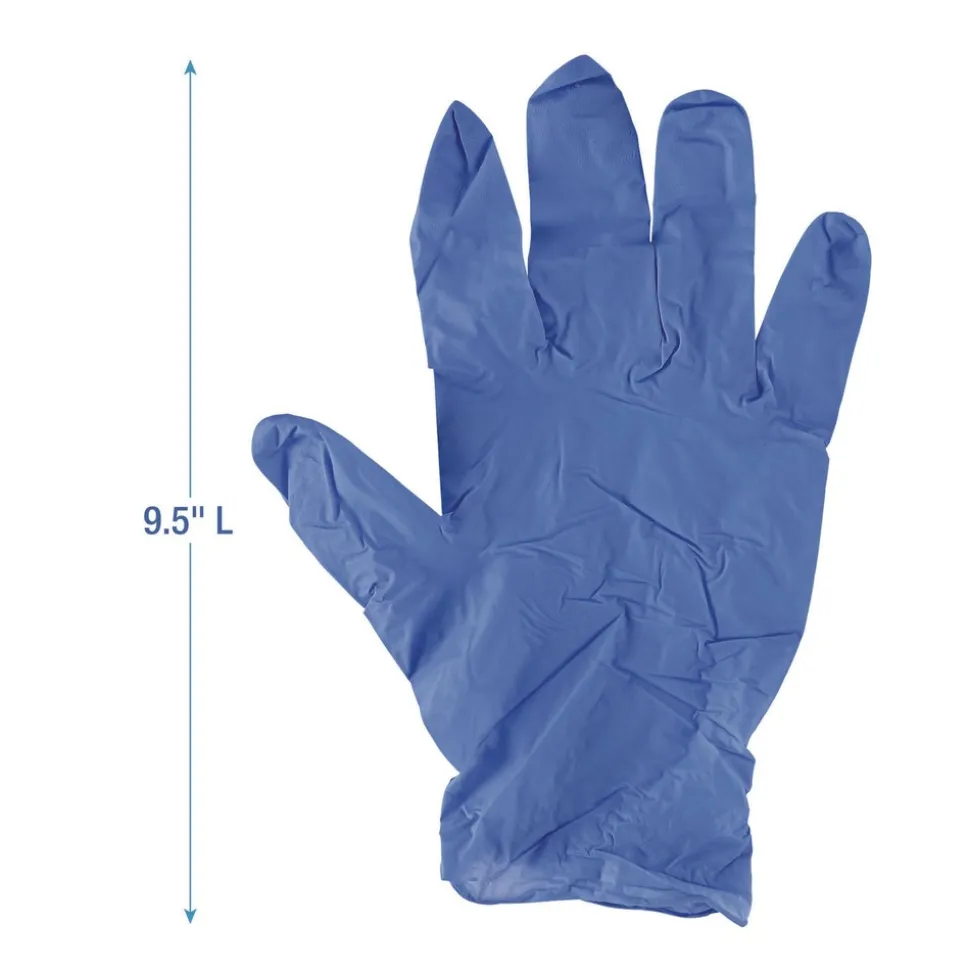 Boardwalk 380 Series 4 mil Thick 9.5 in. Long Powder-Free Disposable General-Purpose Nitrile Gloves - Medium, Blue (100/Box, 10 Boxes/Carton)