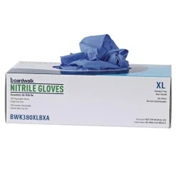 Boardwalk 380 Series 4 mil Thick 9.5 in. Long Powder-Free Disposable General-Purpose Nitrile Gloves - Extra Large, Blue (100/Box)