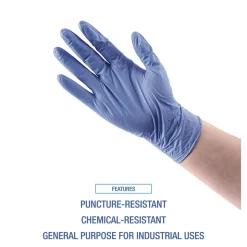 Boardwalk 380 Series 4 mil Thick 9.5 in. Long Powder-Free Disposable General-Purpose Nitrile Gloves - Extra Large, Blue (100/Box)