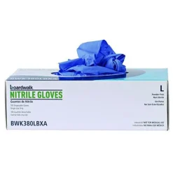 Boardwalk 380 Series 4 mil Thick 9.5 in. Long Powder-Free Disposable General-Purpose Nitrile Gloves - Large, Blue (100/Box, 10 Boxes/Carton)